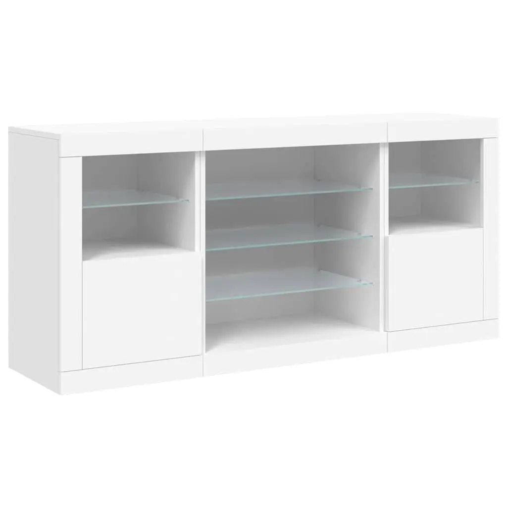 White Sideboard Engineered Wood 142.5 x 37 x 67 cm with RGB LED Lights