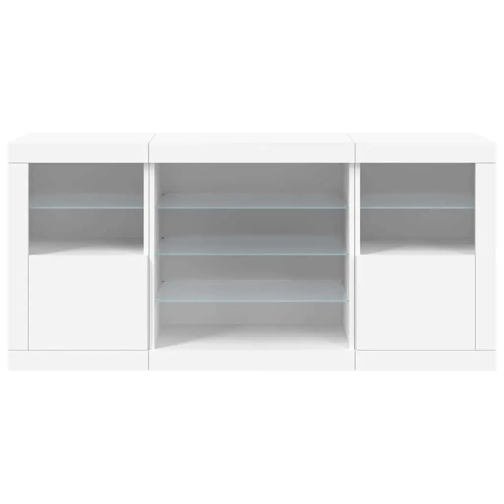 White Sideboard Engineered Wood 142.5 x 37 x 67 cm with RGB LED Lights