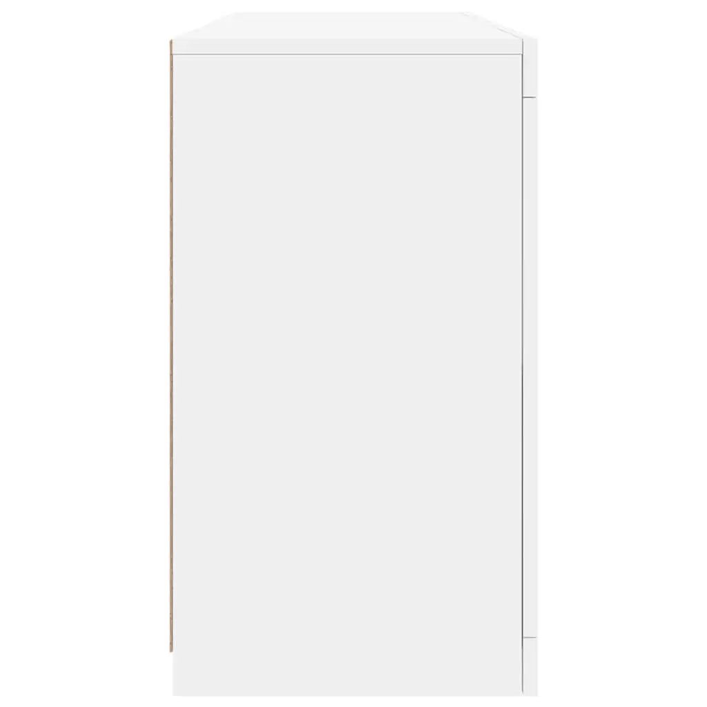 White Sideboard Engineered Wood 142.5 x 37 x 67 cm with RGB LED Lights