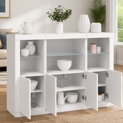 Practical 3-Piece White RGB LED Sideboard for Your Home