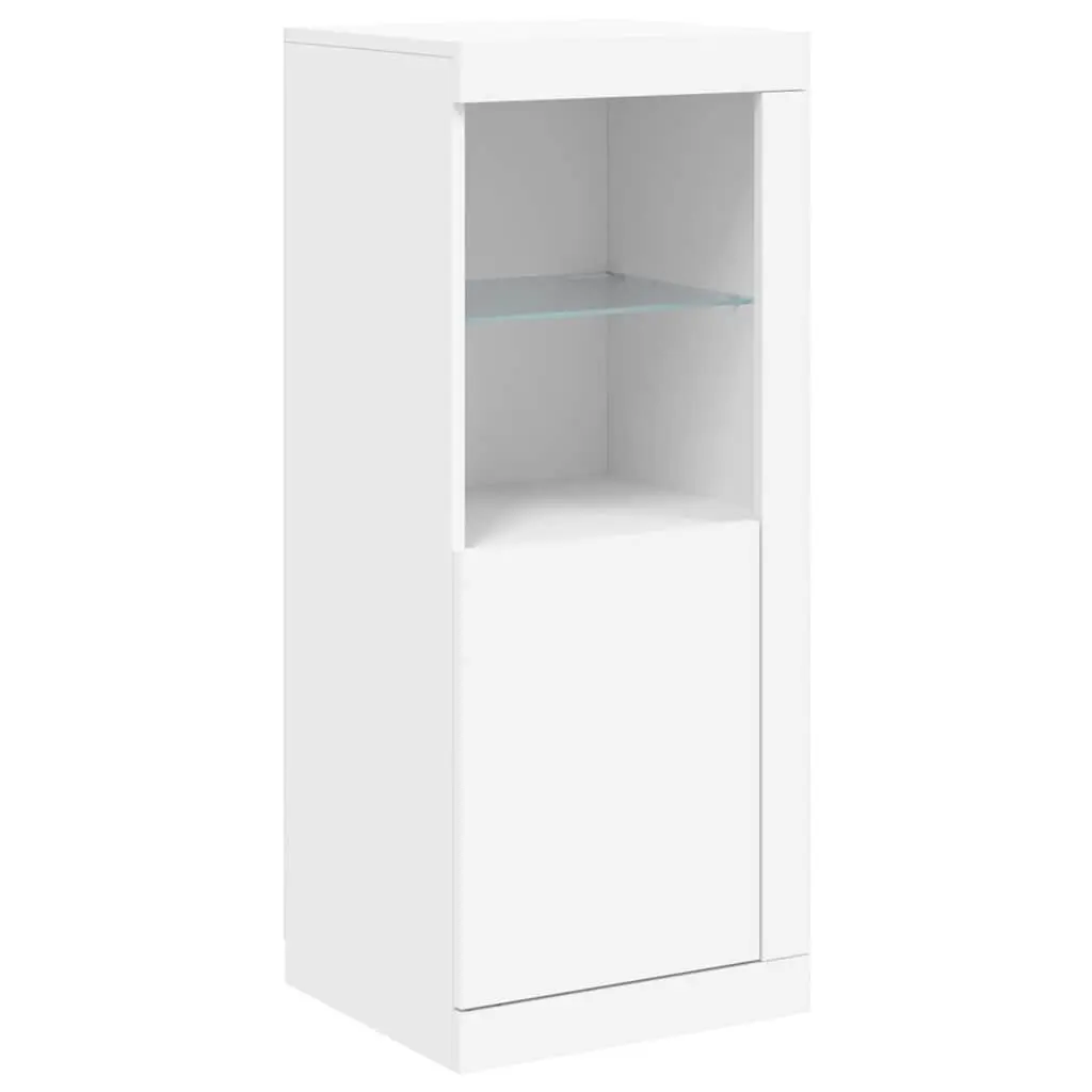Sideboard Cabinets with RGB LED Lights 3 Piece Set White Storage Furniture