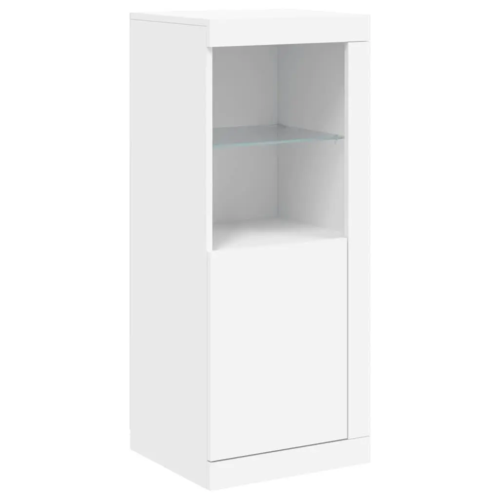 3 Piece Set Engineered Wood Sideboards White Storage Cabinets with LED Lighting