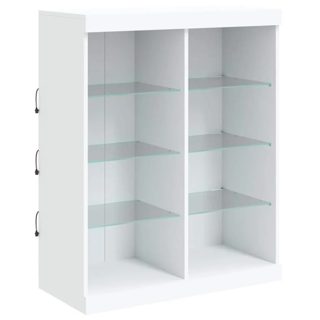 3 Piece Set Engineered Wood Sideboards White Storage Cabinets with LED Lighting