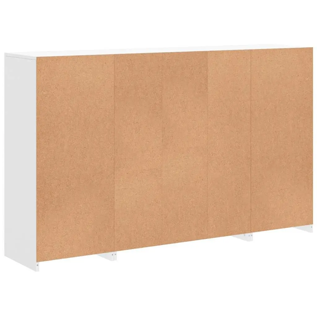 3 Piece Set Engineered Wood Sideboards White Storage Cabinets with LED Lighting