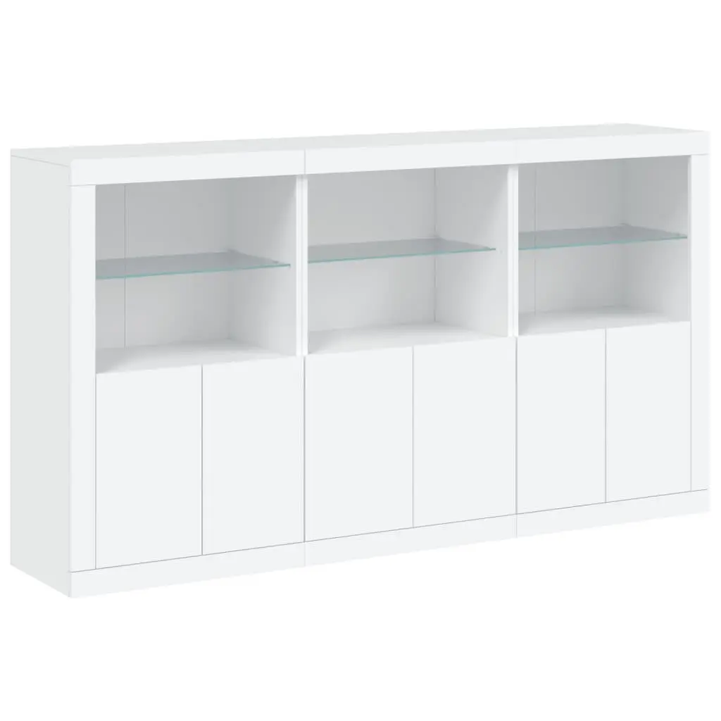 White Sideboard Cabinet with RGB LED Lights Storage Buffet Modern Hallway