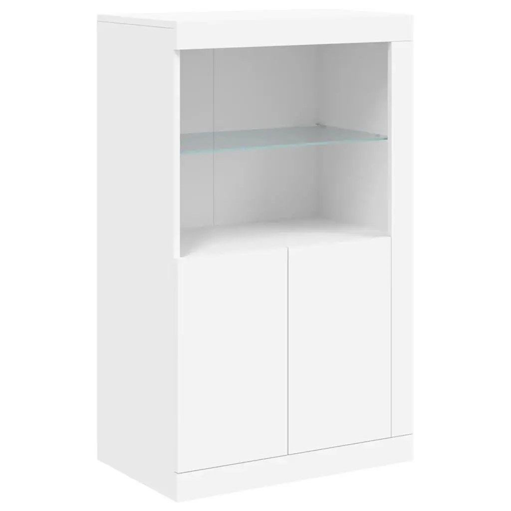 Sideboard Cabinet Engineered Wood 162x37x100cm White with RGB LED Lights