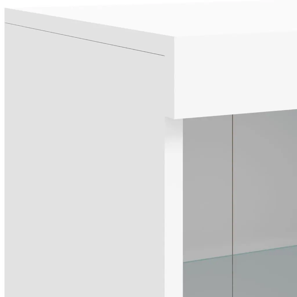 White Sideboard Cabinet with RGB LED Lights Storage Buffet Modern Hallway