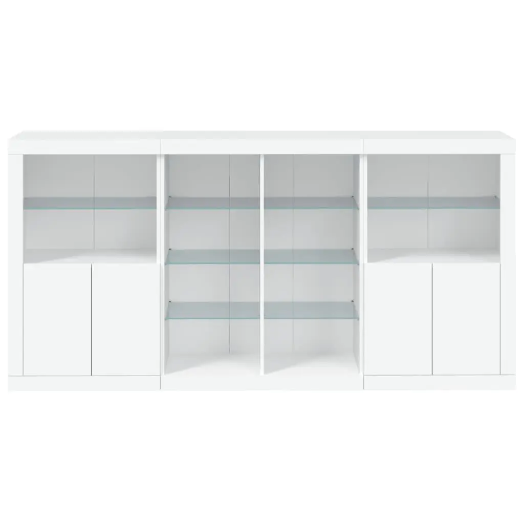 White Sideboard Cabinet with RGB LED Lights Storage Buffet Modern Hallway