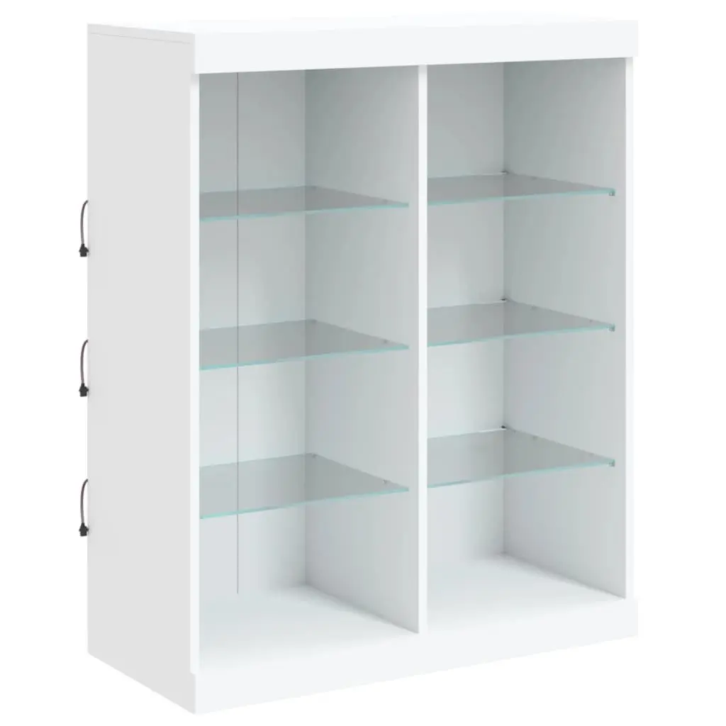 White Sideboard Cabinet with RGB LED Lights Storage Buffet Modern Hallway