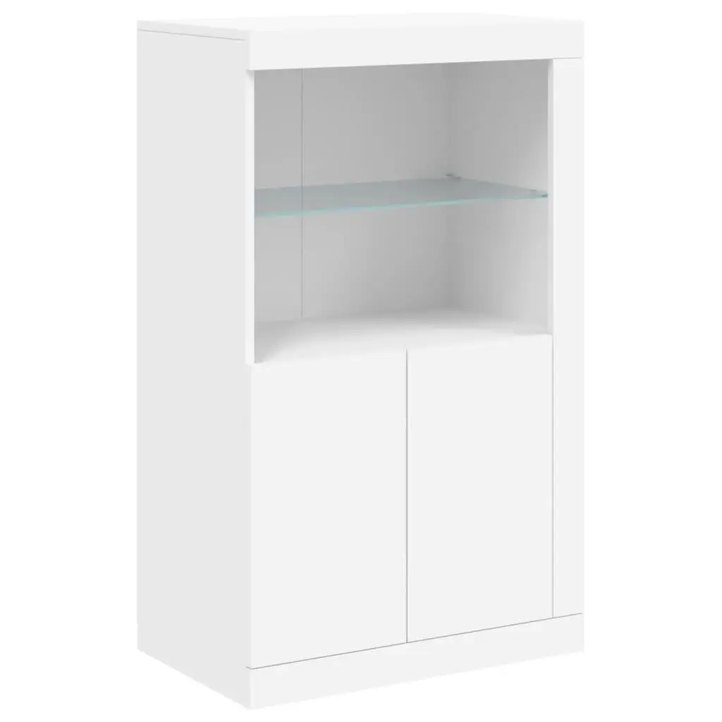 White Sideboard Cabinet with RGB LED Lights Storage Buffet Modern Hallway