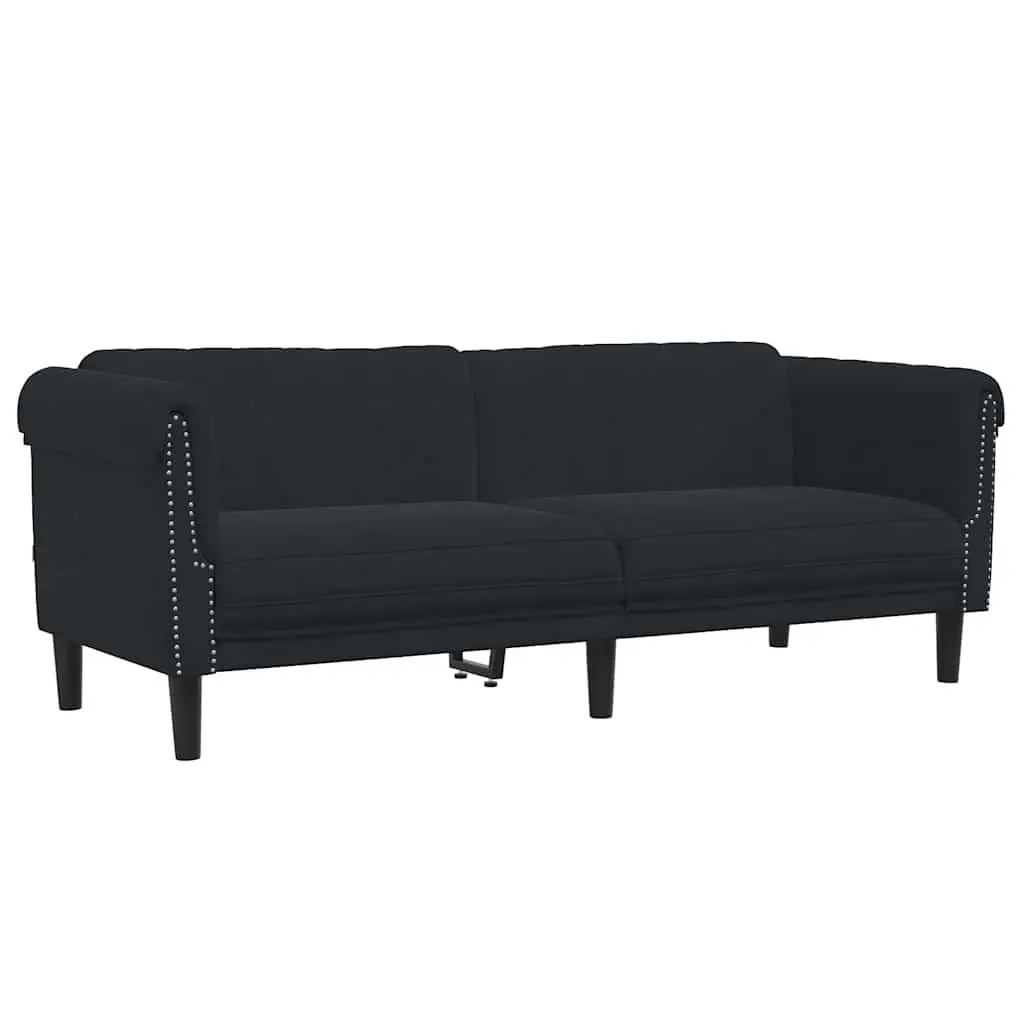 2 Piece Sofa Set Black Velvet Living Room Furniture Modern Design Comfortable