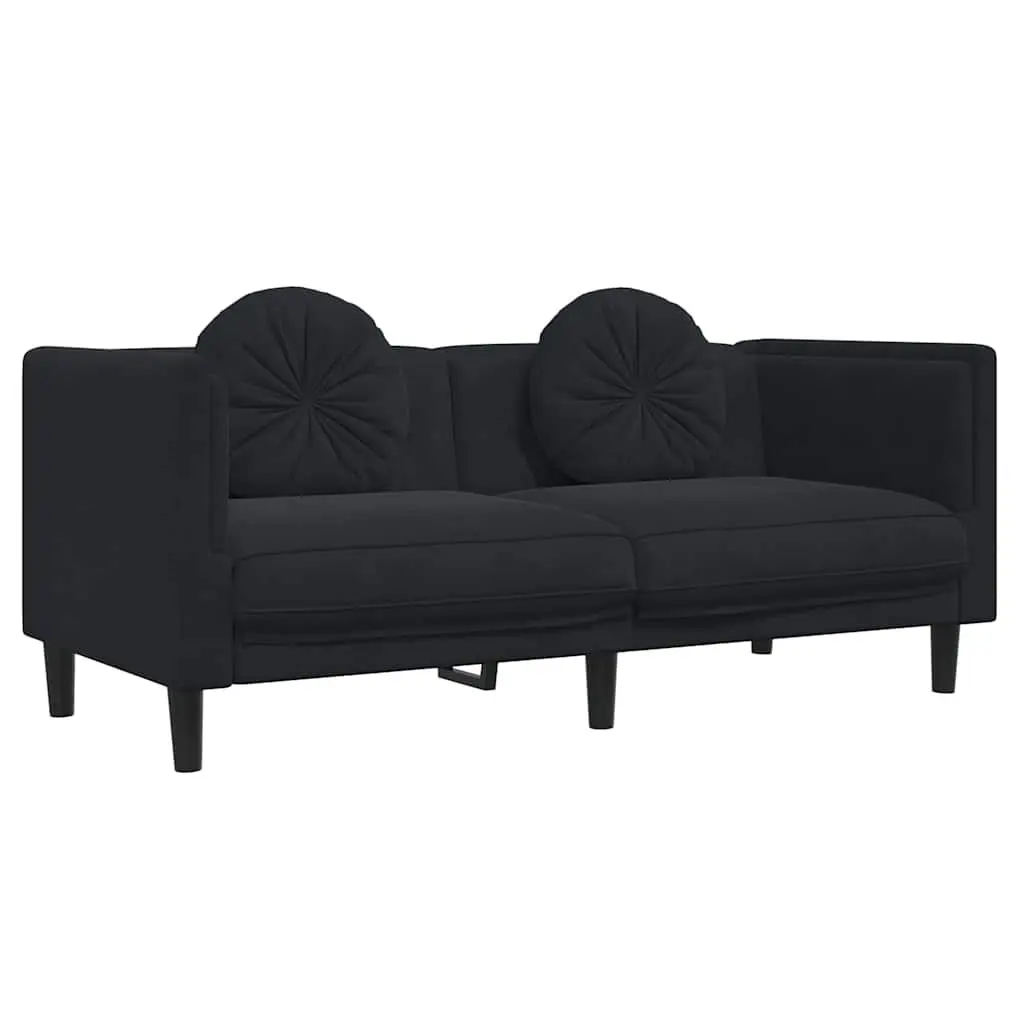 2 Piece Sofa Set Velvet Upholstery Black Modern Lounge Furniture