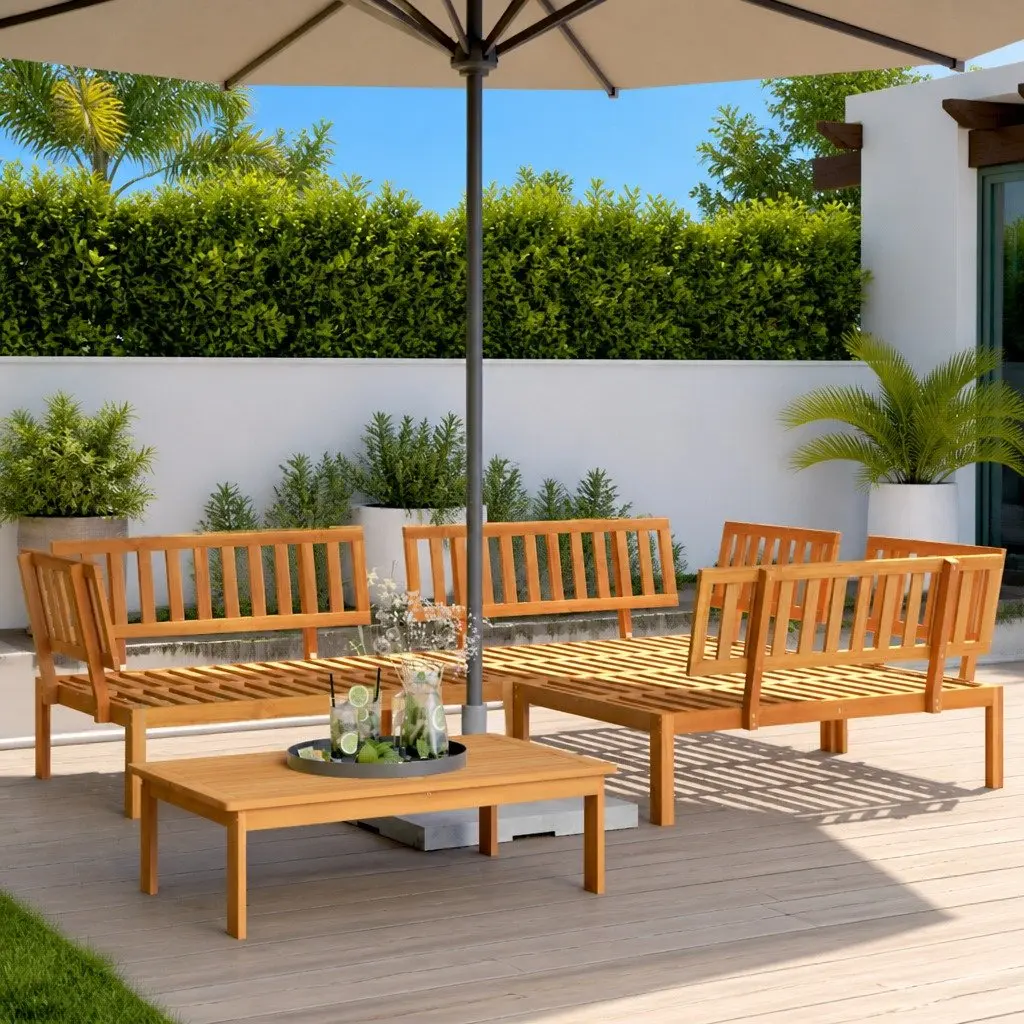 Outdoor Sectional Sofa Set 4 Piece Pallet Garden Furniture Brown Wood Seating