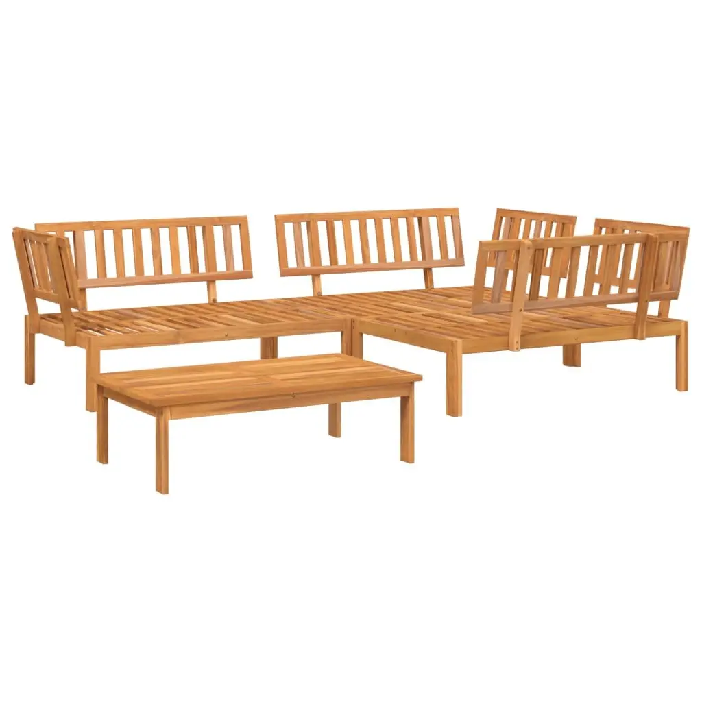 Outdoor Sectional Sofa Set 4 Piece Pallet Garden Furniture Brown Wood Seating