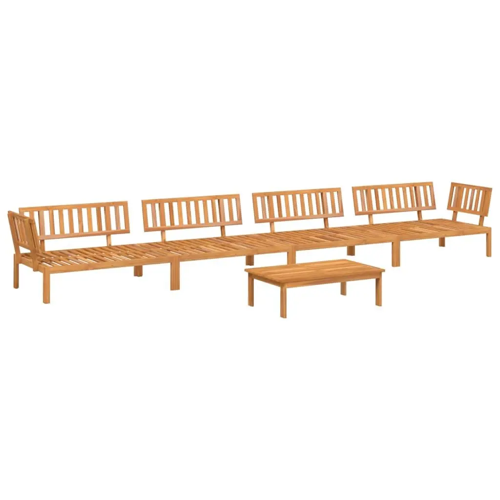 5 Piece Garden Sofa Set Solid Acacia Wood Slatted Brown