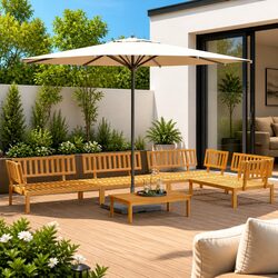 Outdoor Sectional Sofa Set 5 Piece Garden Pallet Furniture Solid Wood Brown