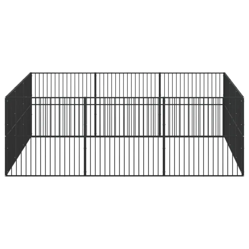 Portable Dog Exercise Pen Black Galvanised Steel 12 Panel Enclosure