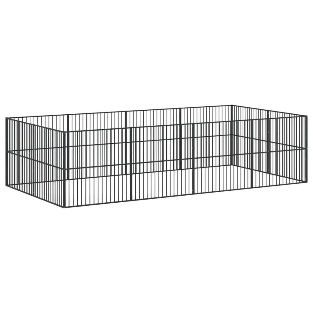 Portable Dog Exercise Pen Black Galvanised Steel 12 Panel Enclosure