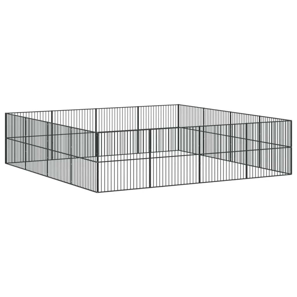 Pet Playpen Galvanised Steel 16 Panels Black Dog Exercise Enclosure