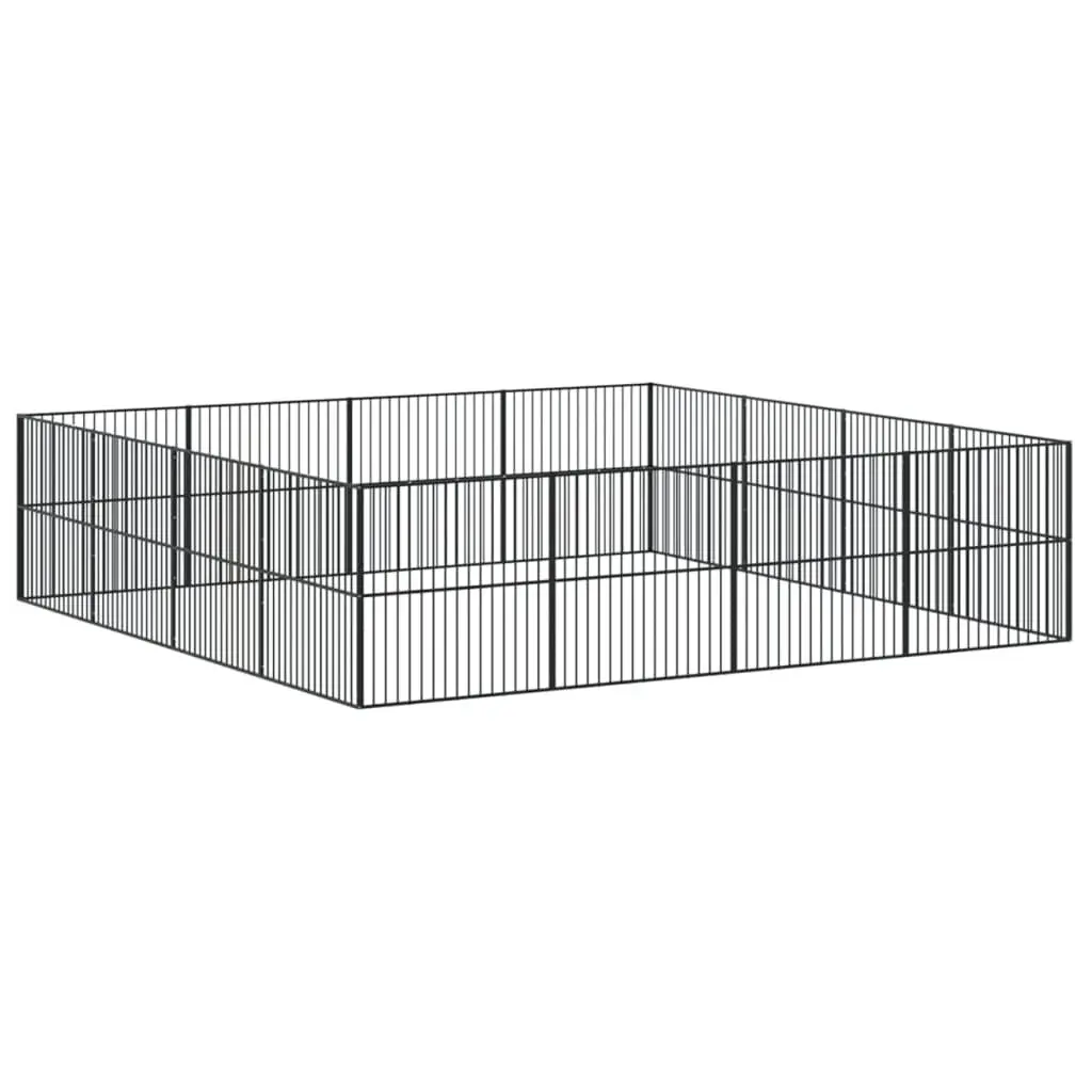 Pet Playpen Galvanised Steel 16 Panels Black Dog Exercise Enclosure