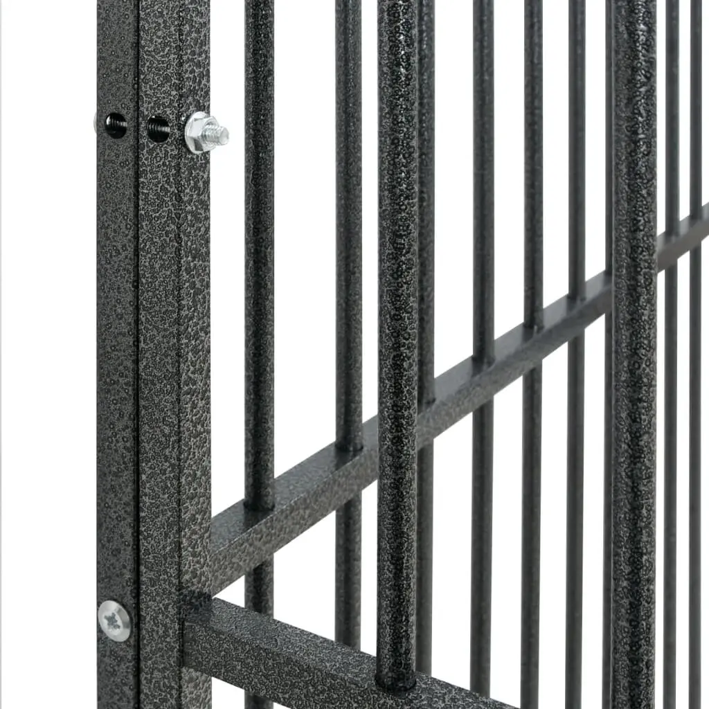 Dog Playpen Outdoor Enclosure 12 Panels Black Galvanised Steel Exercise Area