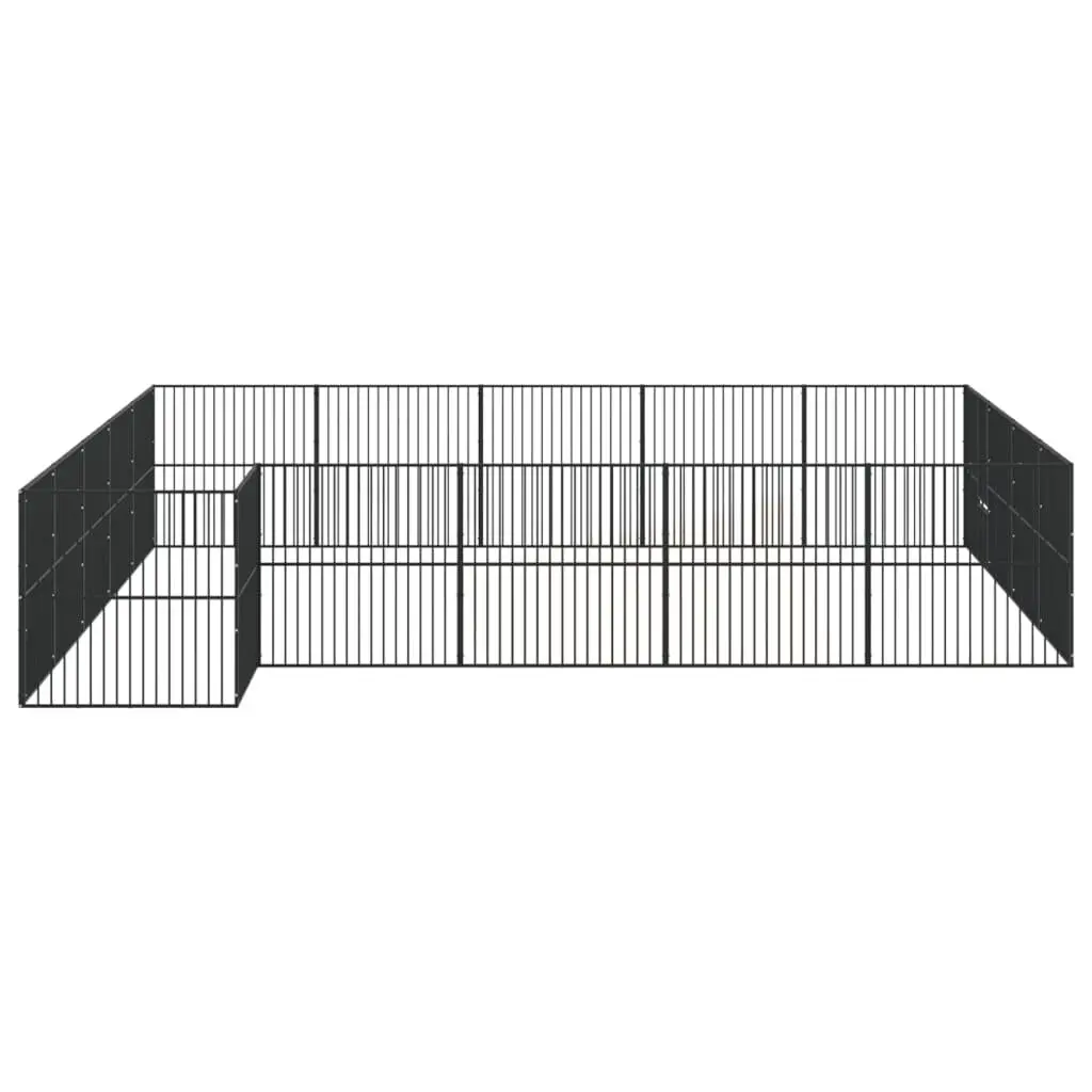 Dog Exercise Pen Heavy Duty 20 Panel Galvanised Steel Black Pet Playpen for Small and Medium Animals