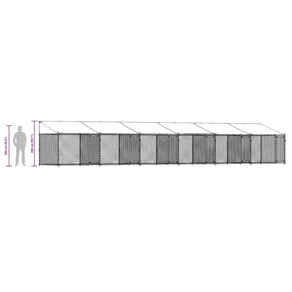 Outdoor Dog Cage 12x2x2m with Roof