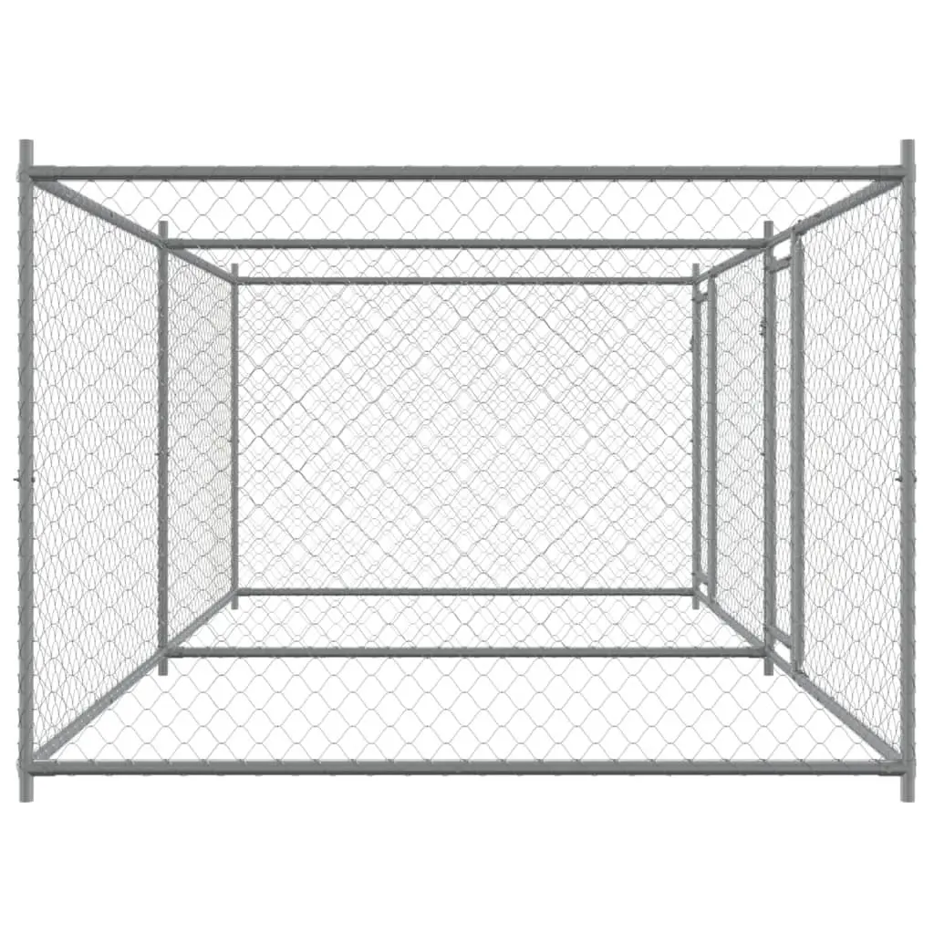 Dog Cage Galvanised Steel 4 x 2 x 1.5 m Grey Outdoor Pet Exercise Pen