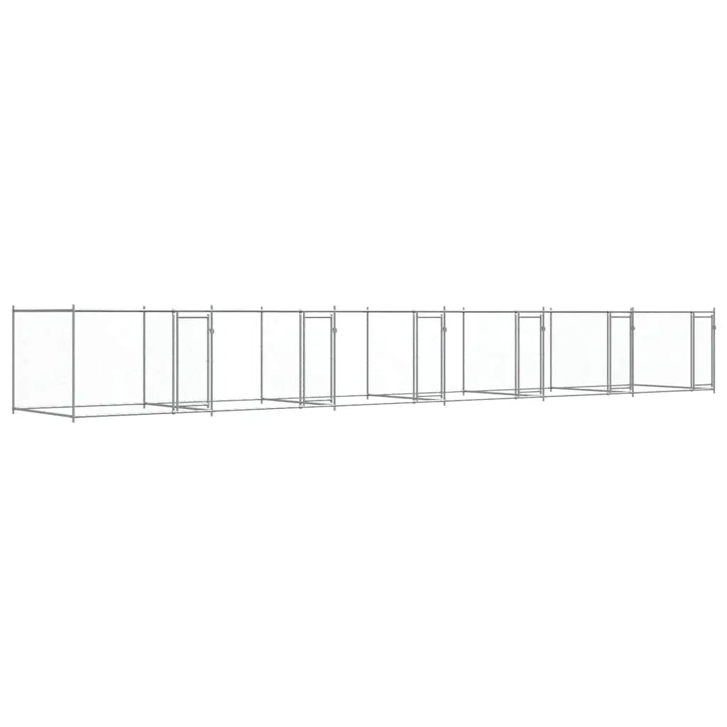 Dog Cage Galvanised Steel Outdoor Kennel Run Pen Lockable Doors Grey 12x2x15m