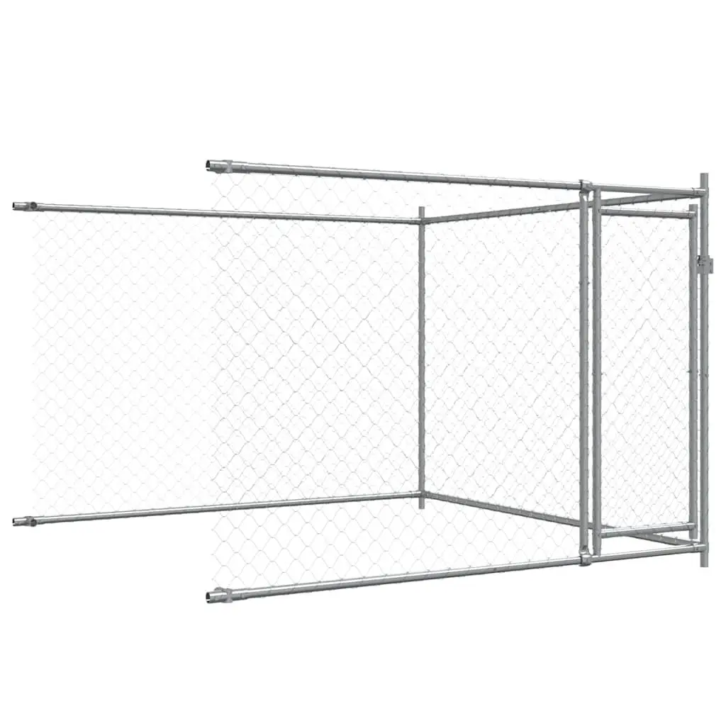 Dog Cage Galvanised Steel Outdoor Kennel Run Pen Lockable Doors Grey 12x2x15m
