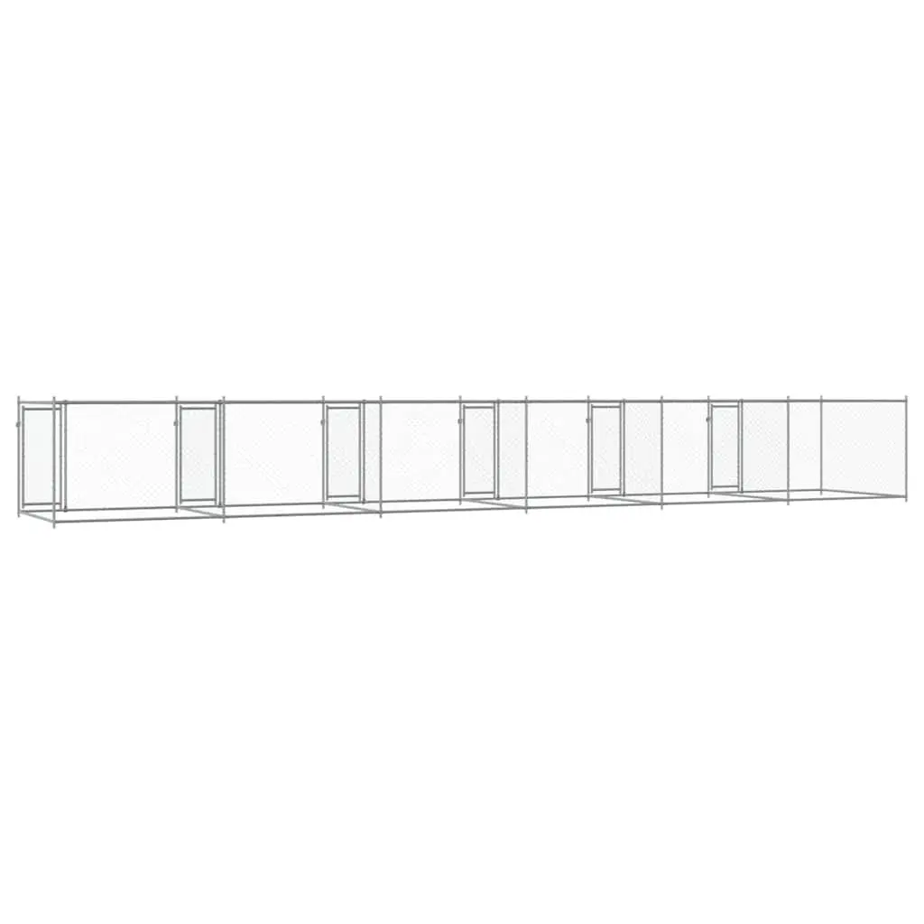 Dog Cage Galvanised Steel Outdoor Kennel Run Pen Lockable Doors Grey 12x2x15m