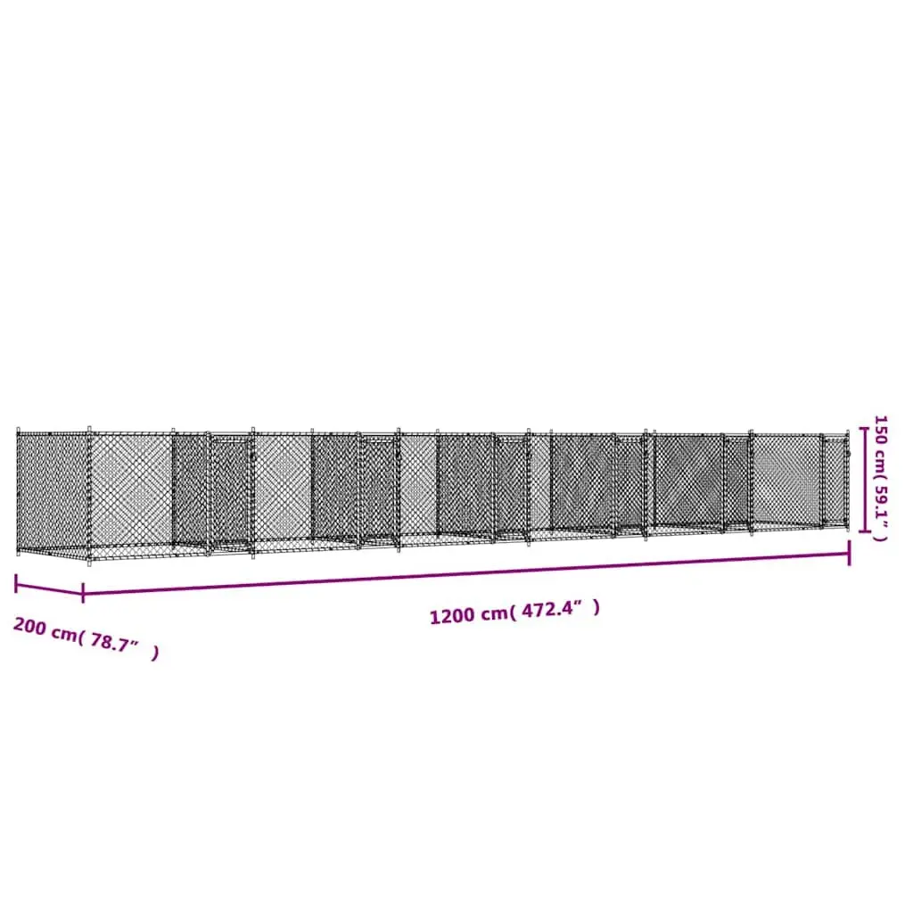 Dog Cage Galvanised Steel Outdoor Kennel Run Pen Lockable Doors Grey 12x2x15m