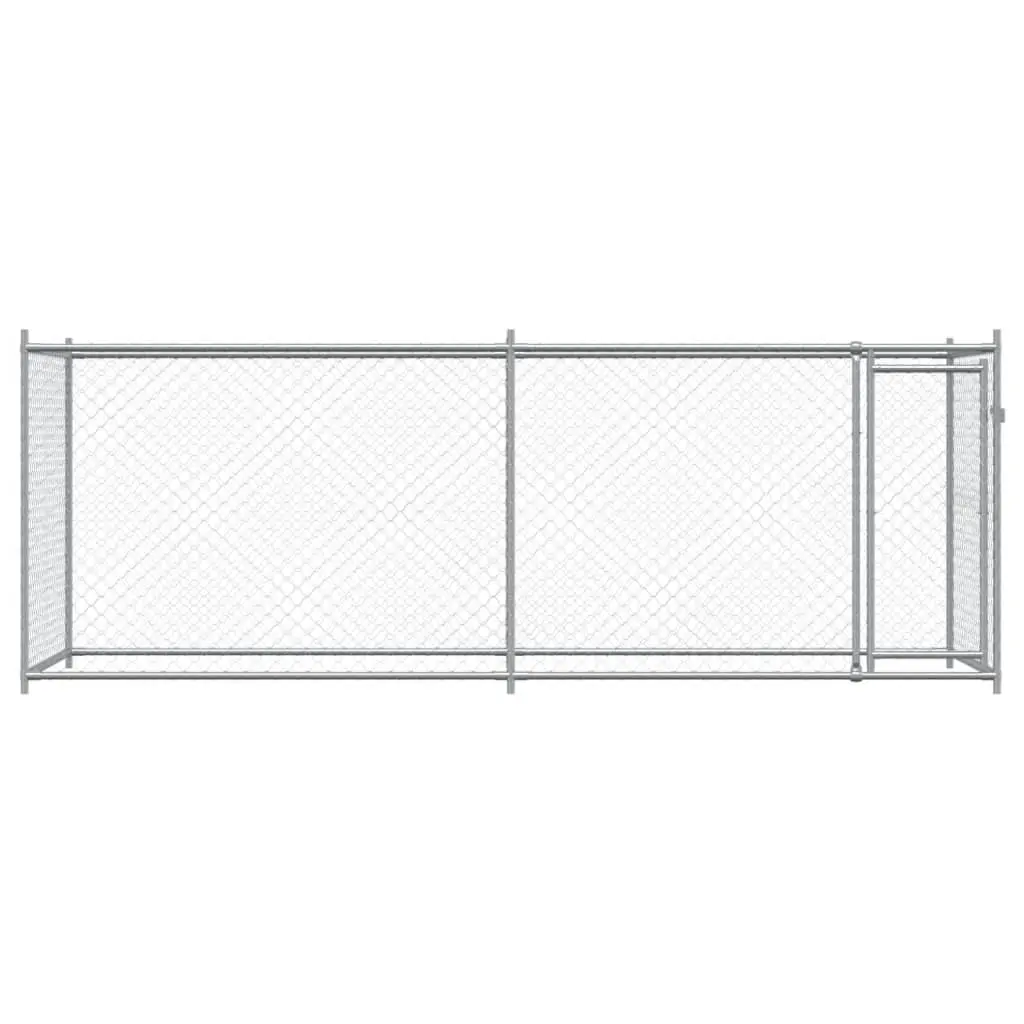 Dog Kennel Outdoor Cage Galvanised Steel 4x2x1.5m Grey