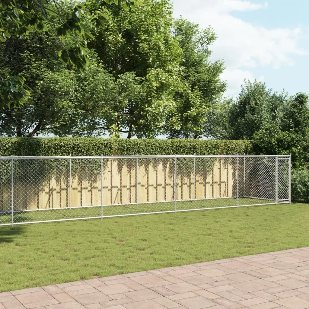 Dog Cage Outdoor Run Grey Galvanised Steel 10x2x15m Exercise Training Pen