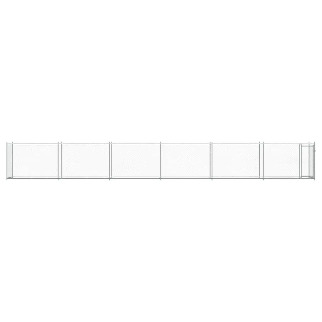 Dog Cage Kennel Run Pen with Door Grey Galvanised Steel Outdoor Exercise