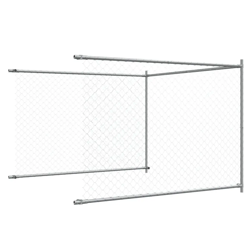 Dog Cage Kennel Run Pen with Door Grey Galvanised Steel Outdoor Exercise