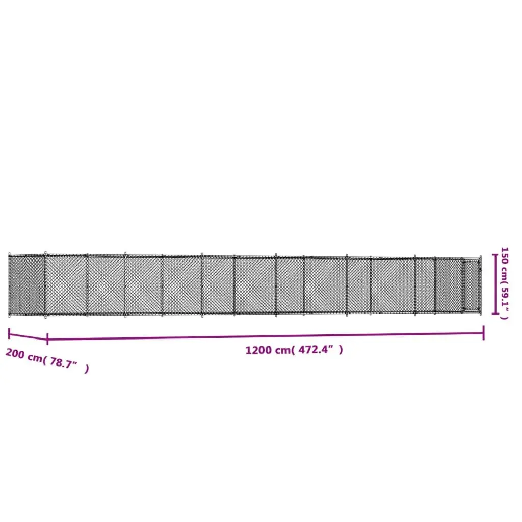 Dog Cage Kennel Run Pen with Door Grey Galvanised Steel Outdoor Exercise