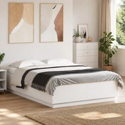 Practical Bed Frame with Slatted Base and RGB LED Lights 150x200 cm