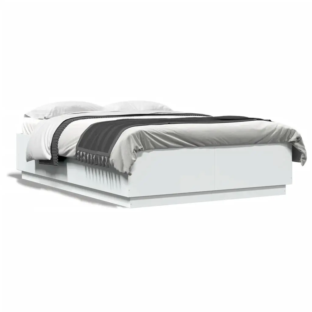 Bed Frame with Slatted Base and RGB LED Lights 150x200 cm