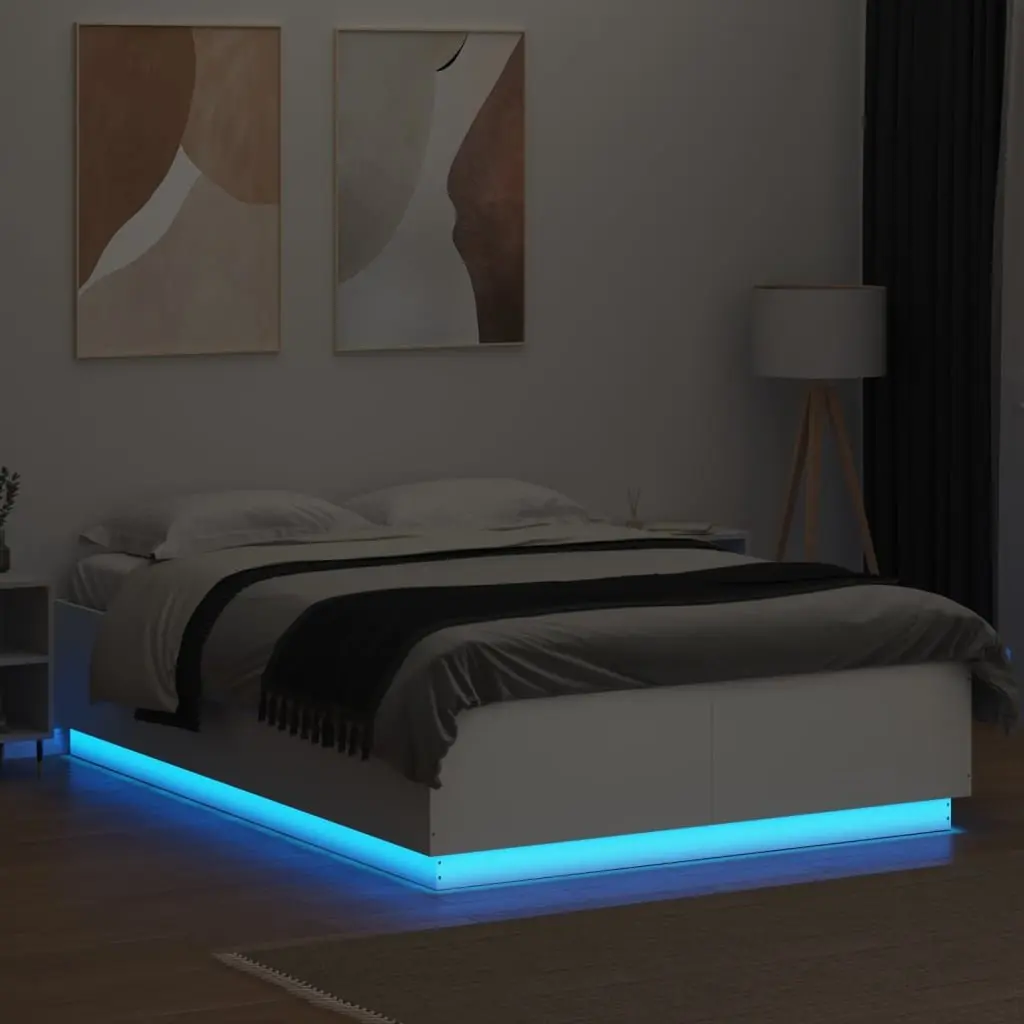 Bed Frame with Slatted Base and RGB LED Lights 150x200 cm