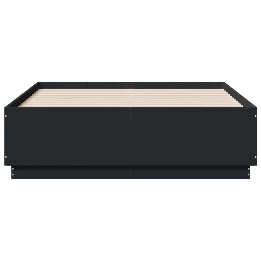 Bed Frame Engineered Wood Slatted Base 135x190 cm Black