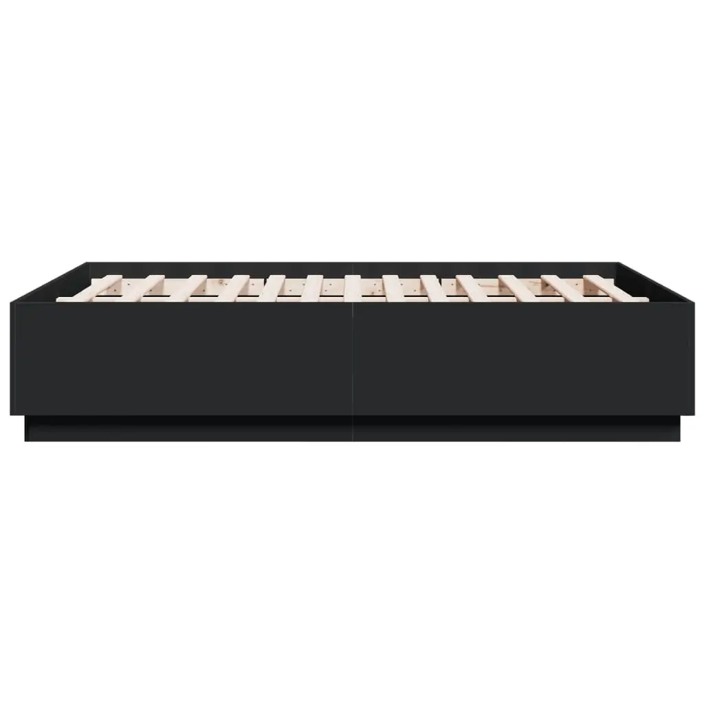 Bed Frame Engineered Wood Slatted Base 135x190 cm Black