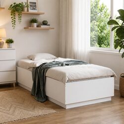 Functional White LED Bed Frame 90x190 cm for Your Bedroom