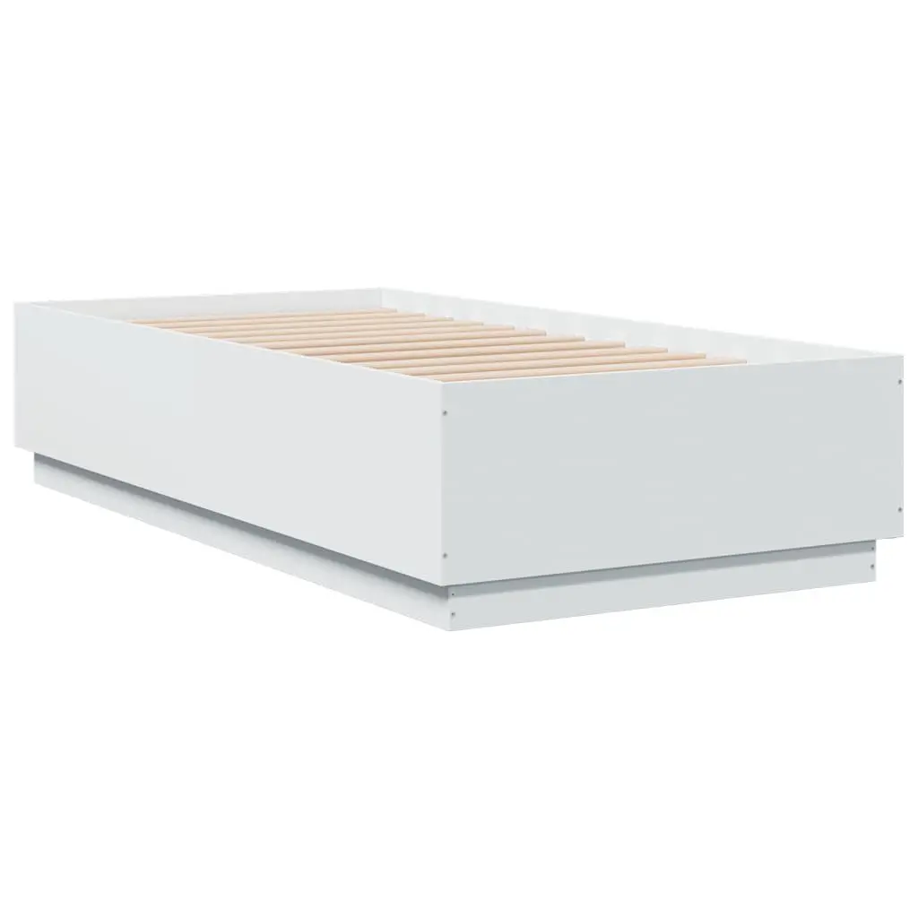 White LED Bed Frame 90x190 cm Slatted Base RGB Lights Engineered Wood