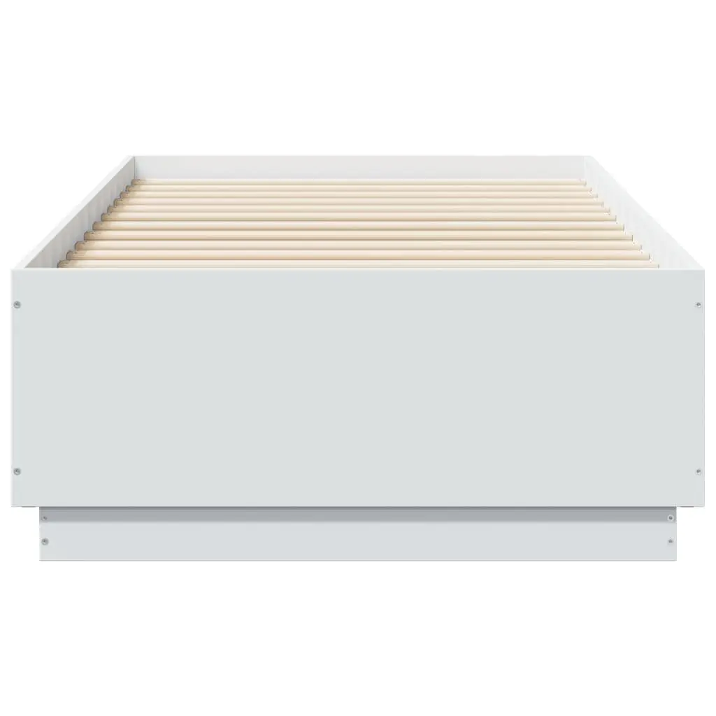 White LED Bed Frame 90x190 cm Slatted Base RGB Lights Engineered Wood