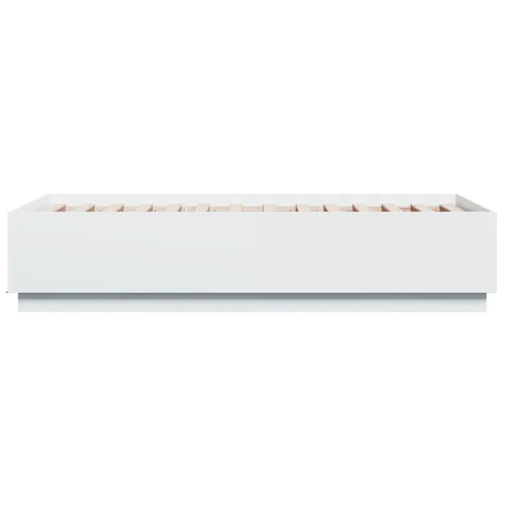 White LED Bed Frame 90x190 cm Slatted Base RGB Lights Engineered Wood