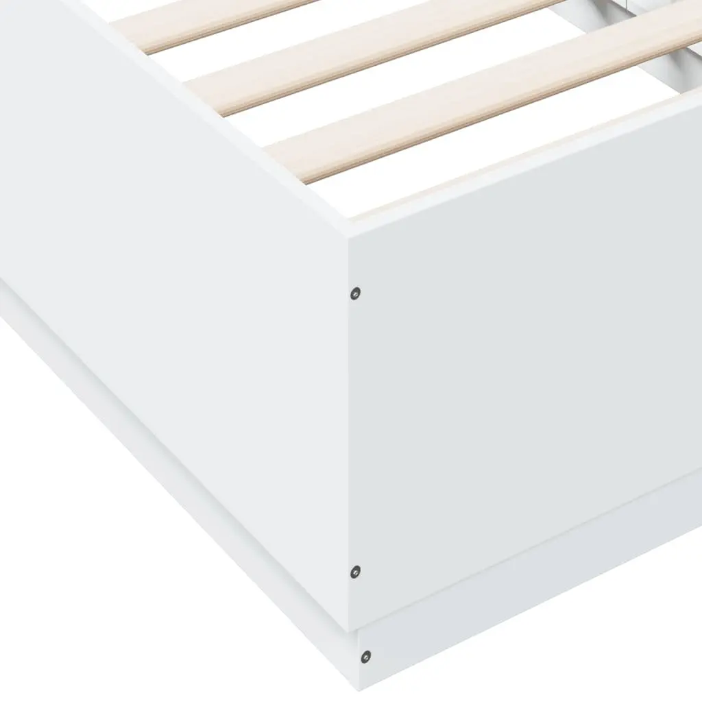 White LED Bed Frame 90x190 cm Slatted Base RGB Lights Engineered Wood
