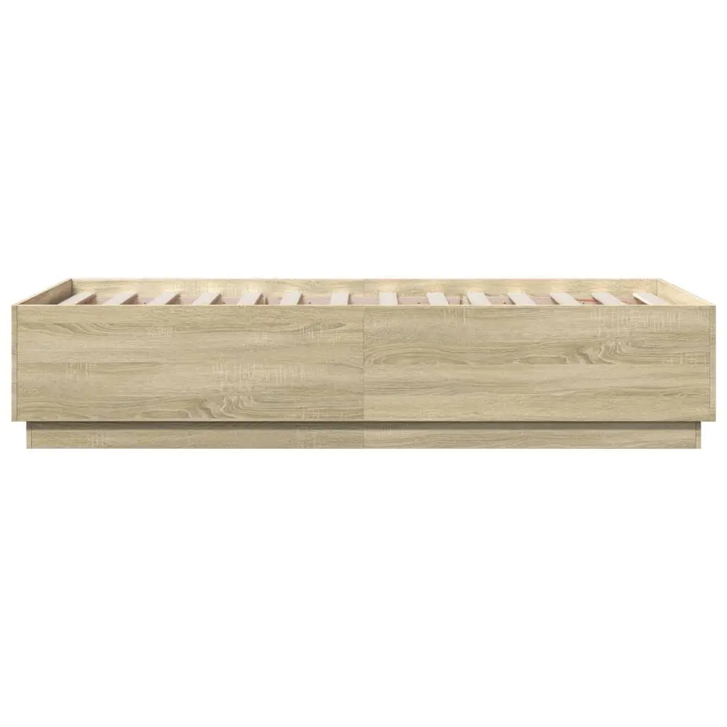 Bed Frame with RGB LED Lights Slatted Base Sonoma Oak 90x190cm Bedroom Furniture