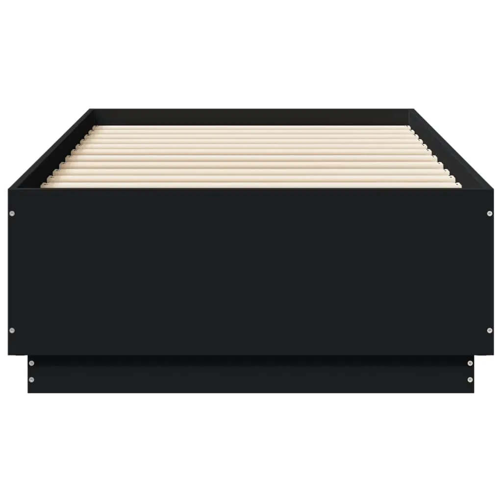 Bed Frame Engineered Wood 90x190 cm Modern Black Slatted Base