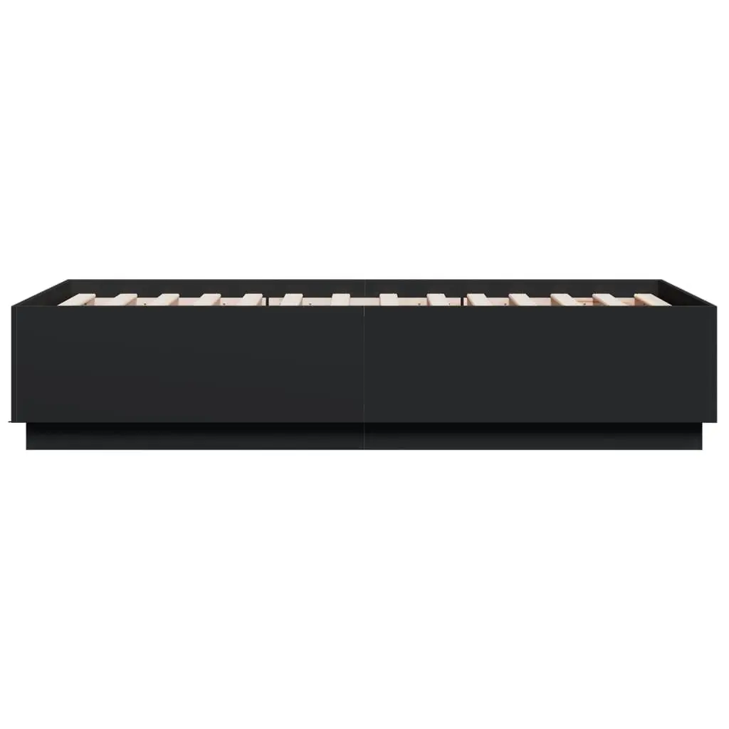 Bed Frame Engineered Wood 90x190 cm Modern Black Slatted Base